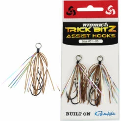 Atomic Trick Bitz Assist Hook Packs -Angling Sale Shop atomic trick Bitz assist hooks brown silver tackleworld kawana